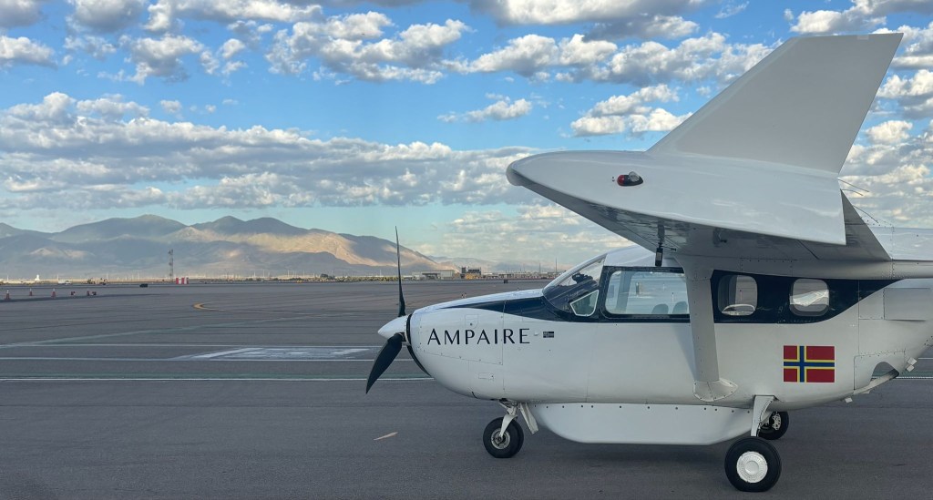 Ampaire hybrid electric EEL testbed aircraft at Salt Lake City Airport