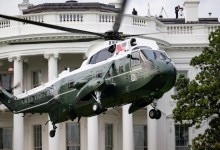 Marine One lifts off in front of the White House in Washington, D.C. [Credit: White House]