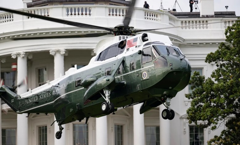 Marine One lifts off in front of the White House in Washington, D.C. [Credit: White House]