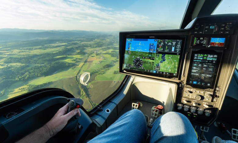 Beta’s all-electric Alia CX300 features a streamlined cockpit with touchscreen displays and intuitive joystick controls. [Credit: Beta Technologies]