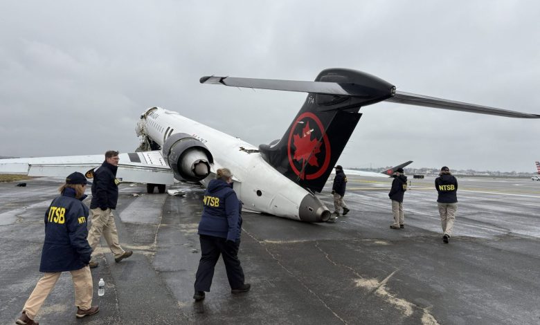 Air Canada on the runway following fatal runway incursion incident at LaGuardia in March