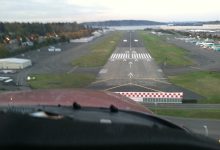 Cockpit of aircraft on final approach [Credit: Meg Godlewski]