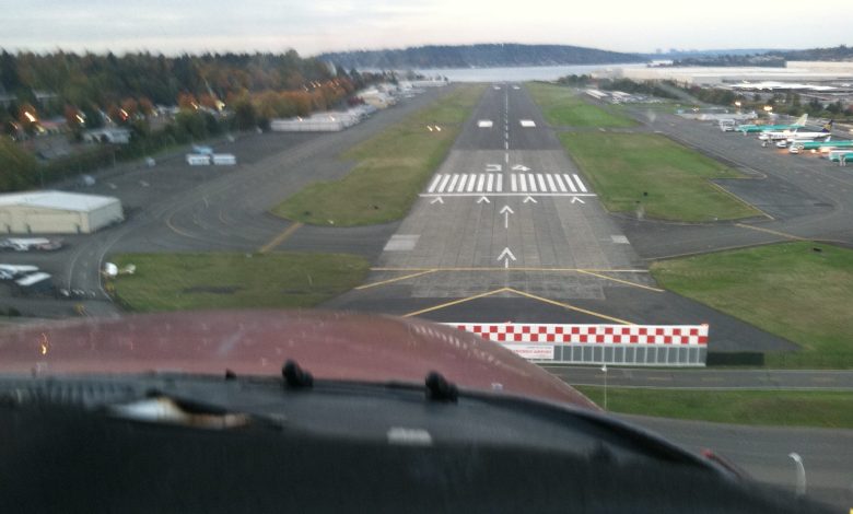 Cockpit of aircraft on final approach [Credit: Meg Godlewski]