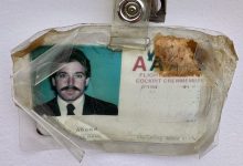 One of the author’s weathered ID badges from American Airlines. [Credit: Les Abend]