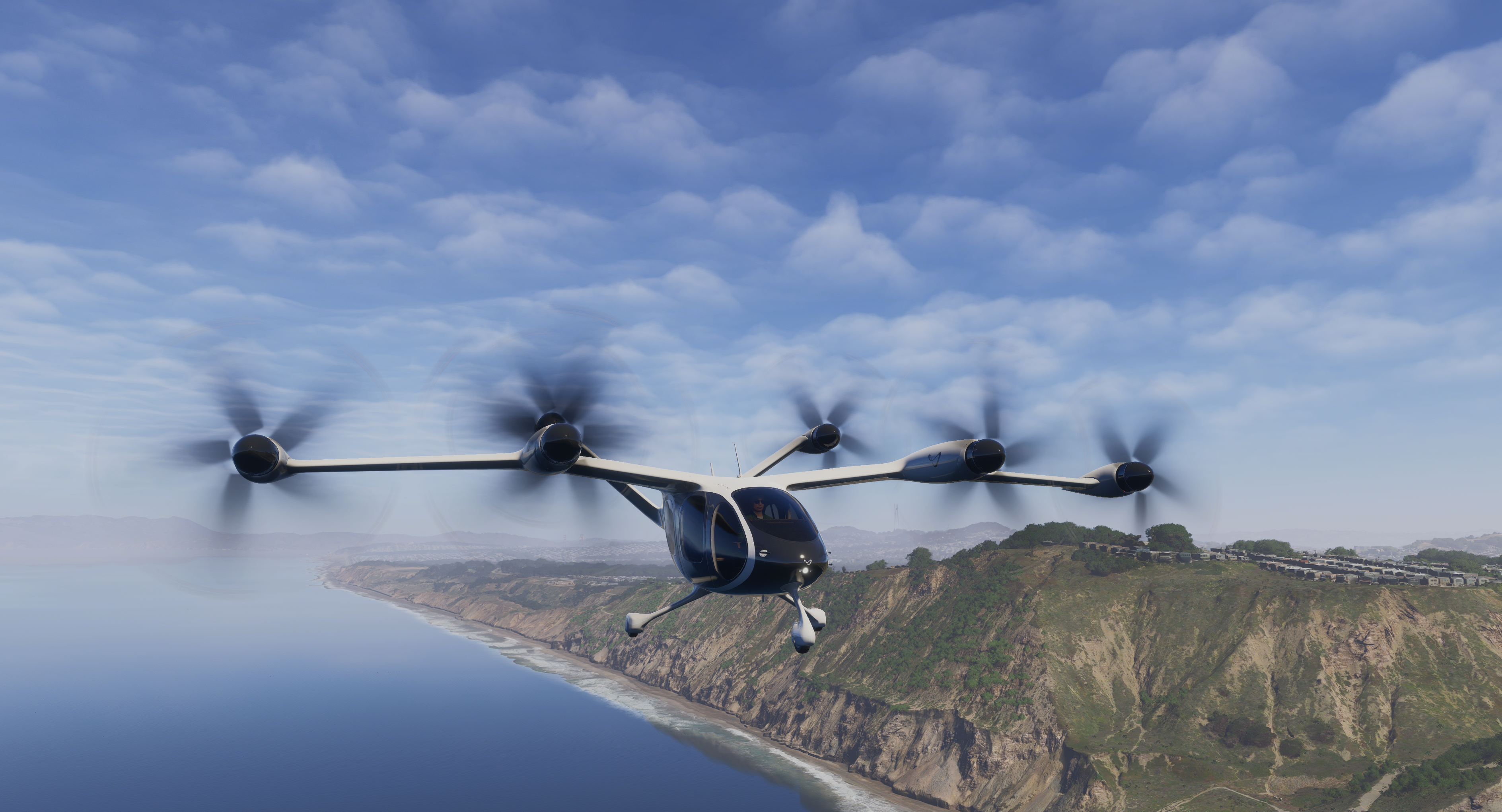 The inceptors are the primary inputs for the digital fly-by-wire flight control system. [Credit: Sean Siff/MSFS2024]