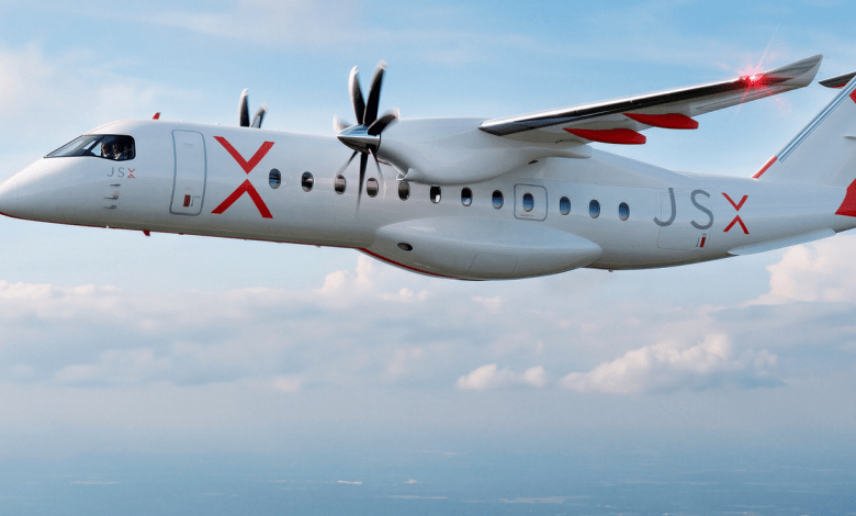 Heart Aerospace hybrid electric ES-30 airliner with JSX livery