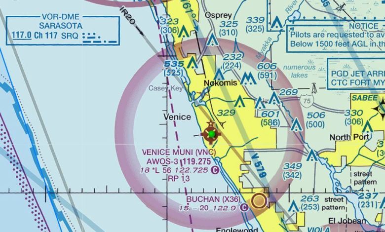 Skyvector map of Venice Municipal Airport in Florida