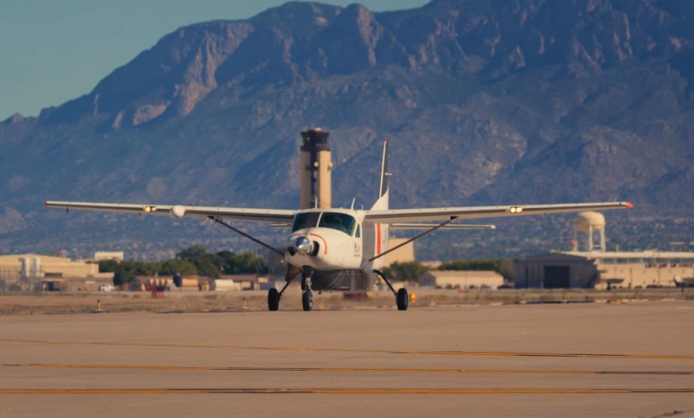 Reliable Robotics autonomous Cessna 208B Grand Caravan on the runway at Albuquerque International Sunport in New Mexico