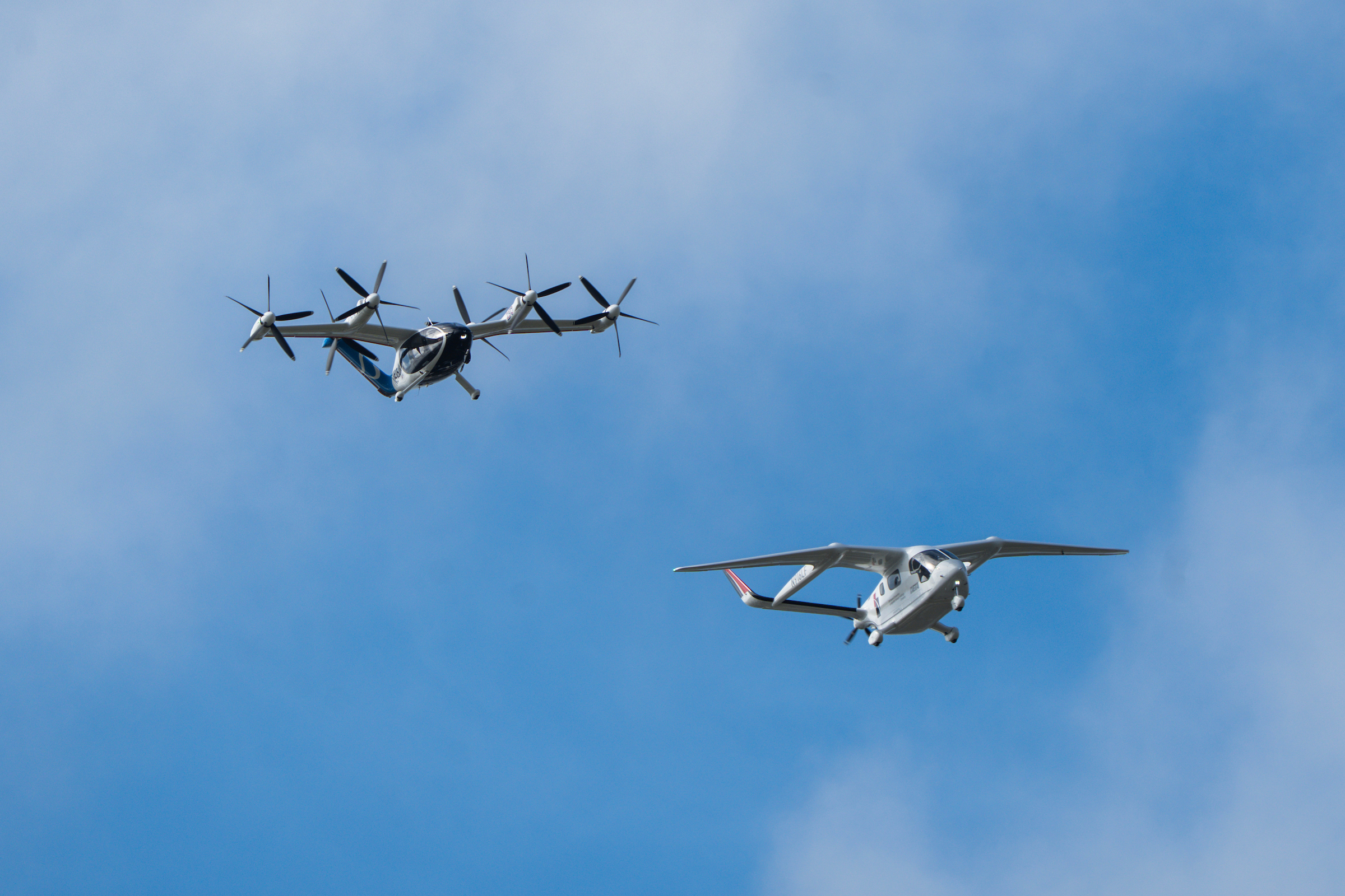 Joby and Beta electric aircraft prototypes formation flight