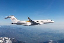 Bombardier Global 7500 business jet in flight
