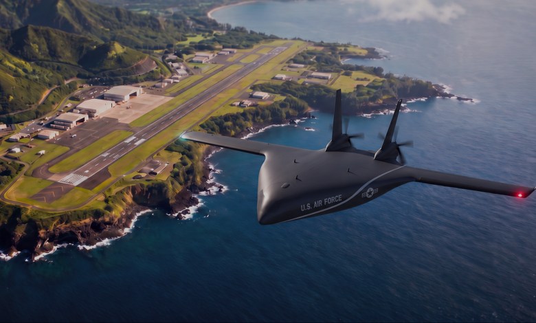 Natilus blended wing body Kona aircraft in U.S. Aiir Force livery, rendering