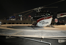 The NTSB’s final report determined that a medical helicopter sustained substantial tail rotor damage during a nighttime hospital departure when the pilot experienced unintended backward drift while attempting to establish radio contact. [Credit: NTSB]