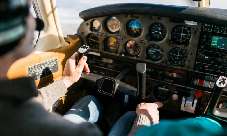 Flight instructor and student inside small Piper aircraft [Credit: FLYING Archive]