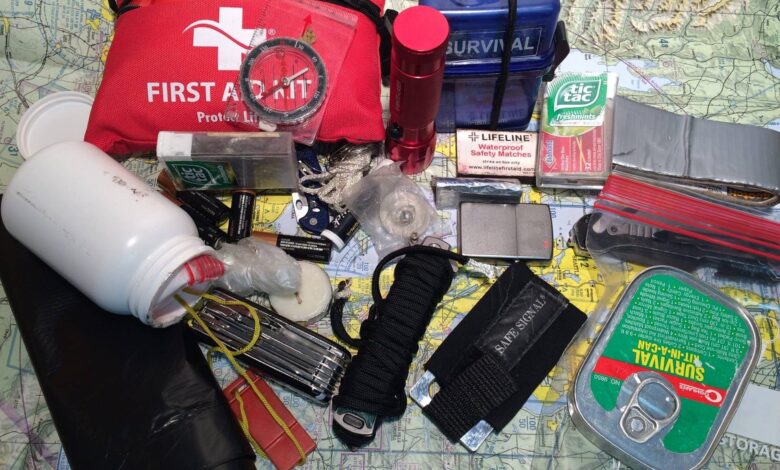 Items in an airplane emergency kit