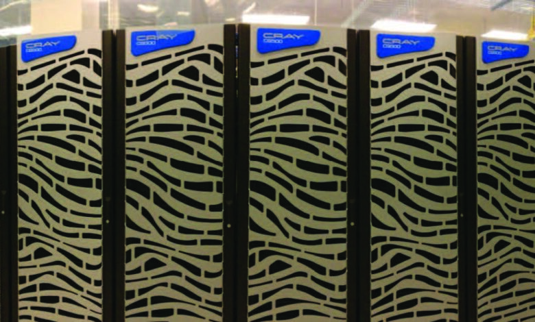 Above is NOAA’s newest high-performance computer, Hera. It is a Cray Compute Cluster computing system with a capacity of 3,270 trillion floating point operations per second.[Courtesy: NOAA]