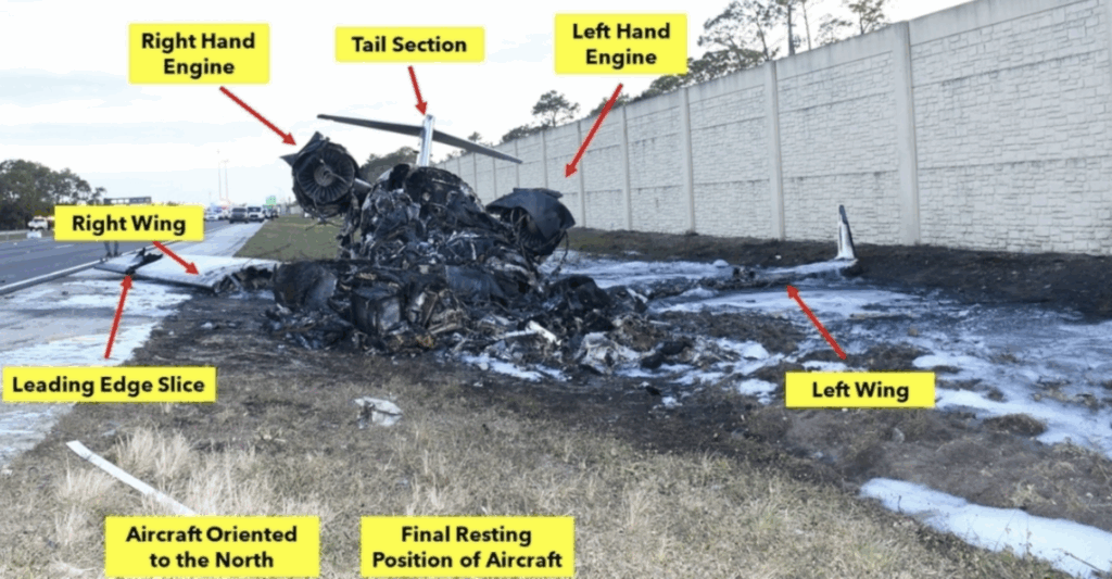 wreckage at the crash site