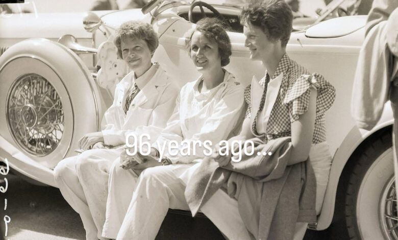 Founding members of The Ninety-Nines: Amelia Earhart (from left), Ruth Elder, and Louise Thaden. [Courtesy: The Ninety-Nines]