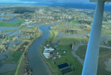Flooding at and around Harvey Field [Photo: Meg Godlewski | FLYING]