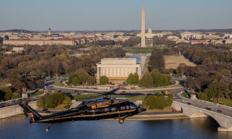 U.S. Army Black Hawk helicopter flies near Washington D.C.