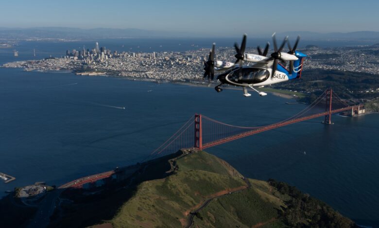 Joby Aviation electric eVTOL air taxi San Francisco Bay test flight