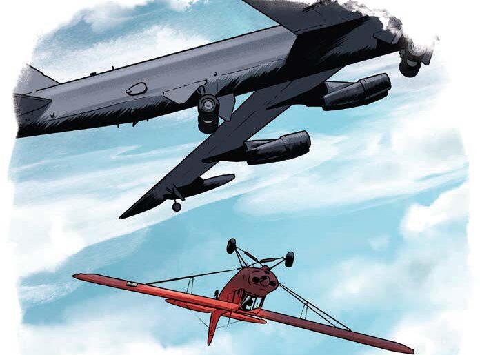 The author said, ‘Nothing happened for several seconds, then…wham! I was diving straight down in a violent spin. I had never seen a spin, let alone been in one.’ [Illustration: Joel Kimmel]