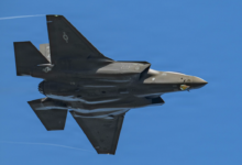 A U.S. Air Force F-35A Lightning II takes off for exercise Cold Response at RAF Lakenheath, United Kingdom [Credit: U.S. Air Force, Airman 1st Class Sierra Casteel]