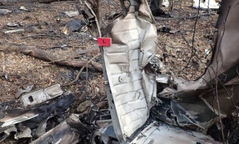 Wreckage of Jenny Blalock’s Beechcraft Debonair [Credit: National Transportation Safety Board]