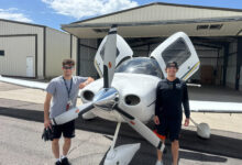 Pilot Blake Freedland (right) and co-captain Dylan Tamaroff flew across the U.S. and Canada in a Cirrus SR22. [Credit: Blake Freedland]