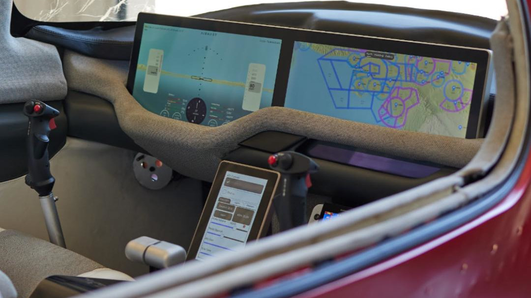 Airhart Sling interior with fly by wire control system display