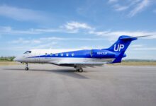 Bombardier Challenger 300 series aircraft with Wheels Up livery