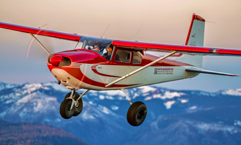 The grand prize, a restored backcountry-equipped 1958 Cessna 182A [Credit: Jim Richmond Backcountry Aviation Foundation]