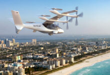 Vertical Aerospace Valo eVTOL electric air taxi rendering over Florida