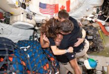 NASA Artemis II astronauts group hub in the Integrity Orion crew capsule