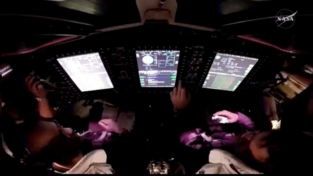 The crew of Artemis II pilot Integrity after separating from the ICPS, using it as target practice. [Credit: NASA]