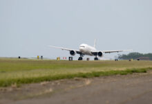 NASA Boeing 777 arrives at Langley in Virginia